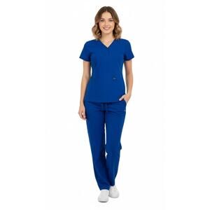 Adar Pro Women's Scrub Set XS Royal Blue V-Neck Top &‎ Pants Workwear